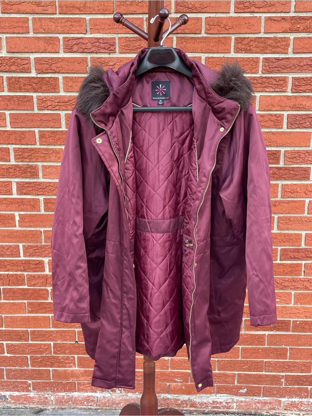 Isaac Mizrahi Burgundy Anorak Coat 3X